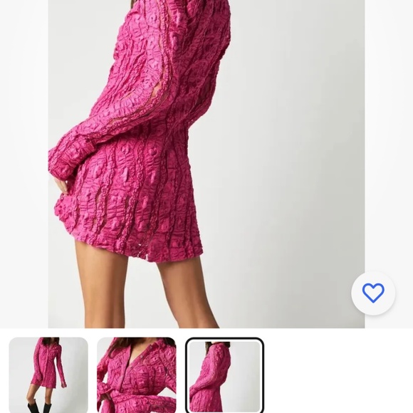 Free People's Shayla MAGENTA Lace Mini dress, Medium - Picture 3 of 3